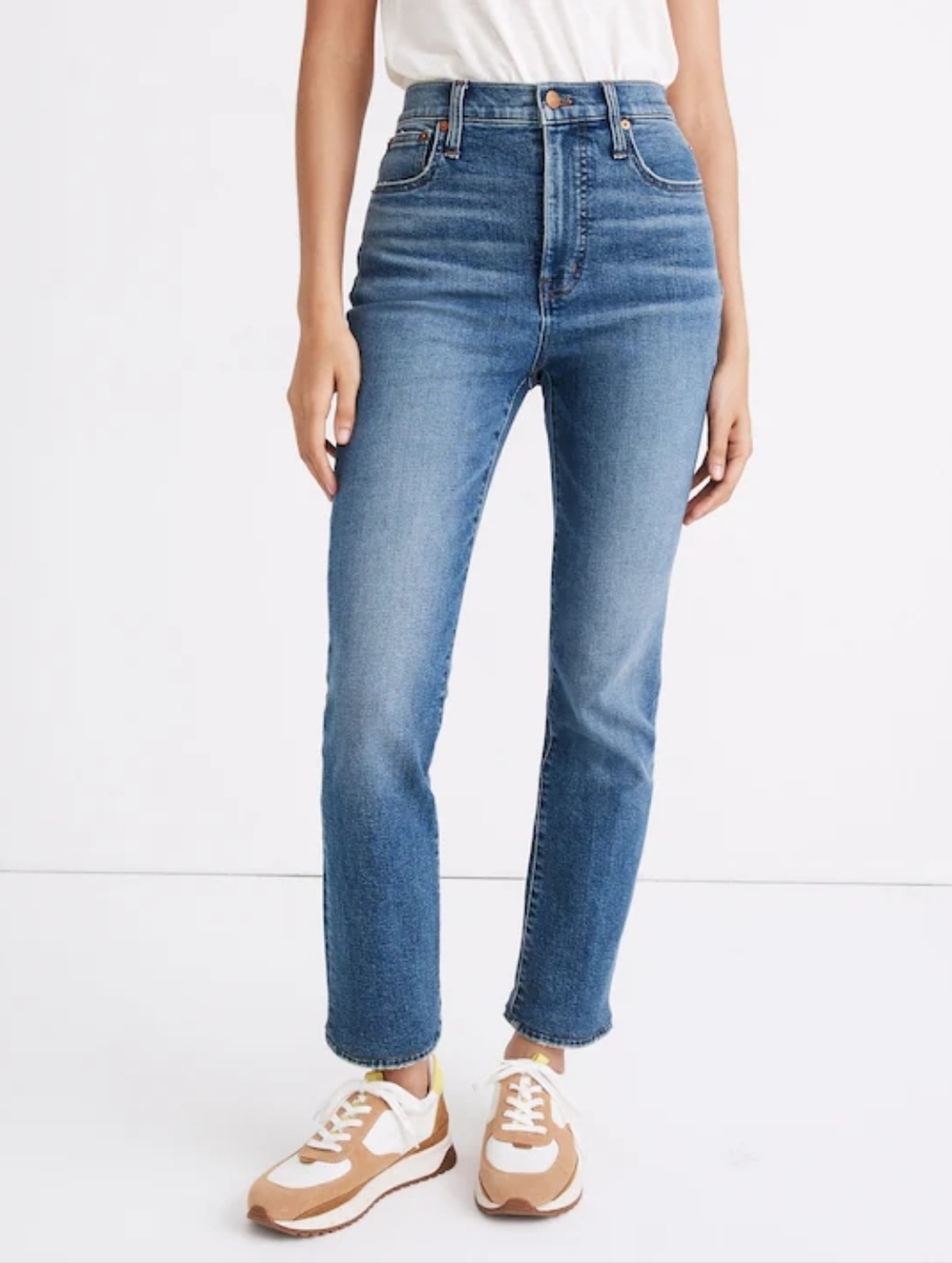 Madewell Blue Dark Wash Distressed High Rise Slim Demi Boot Jeans
